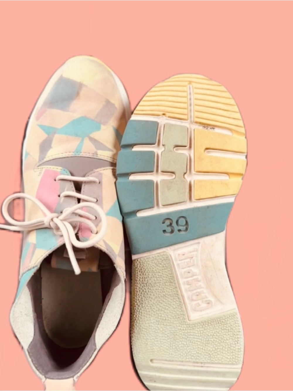 Camper Pastel Geometric Lace-Up Sneakers - Pink, Blue, Yellow